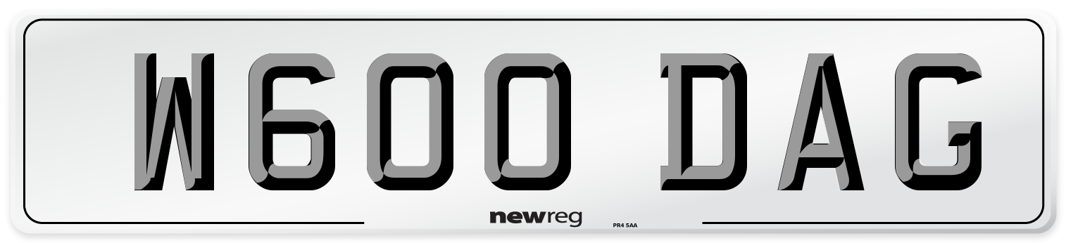 W600 DAG Number Plate from New Reg